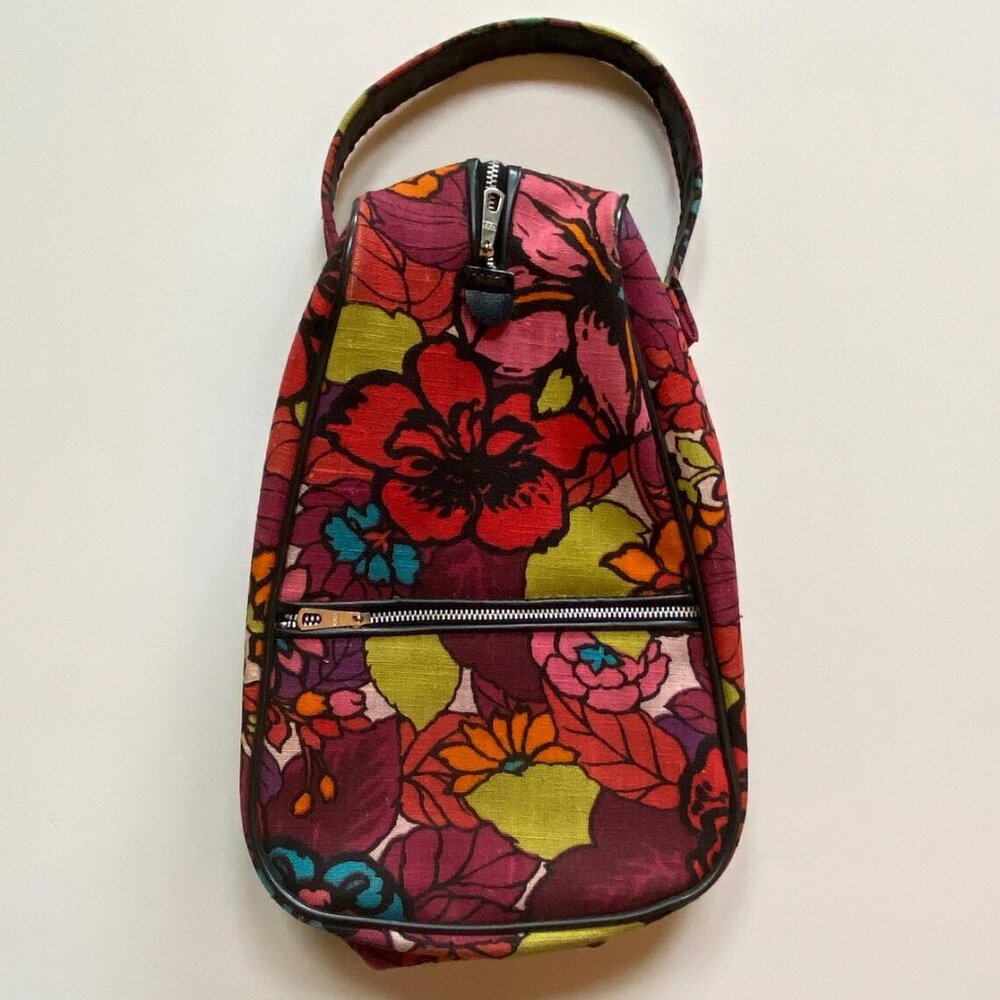 Vintage Flower Power Shoe Bag Floral Luggage Bag Overnight Groovy Travel Bag